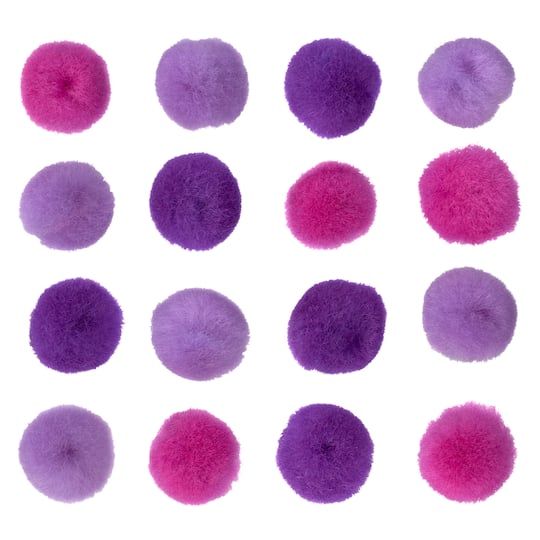 24 Packs: 100 ct. (2,400 total) 1/2&#x22; Mixed Purple Pom Poms By Creatology&#x2122;